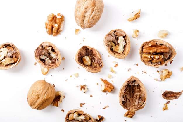 Nuts. Walnuts on a white background