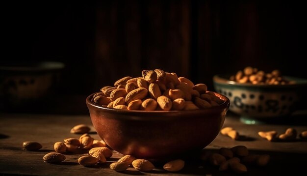 Free photo nutty autumn snack cashews almonds hazelnuts and walnuts generative ai