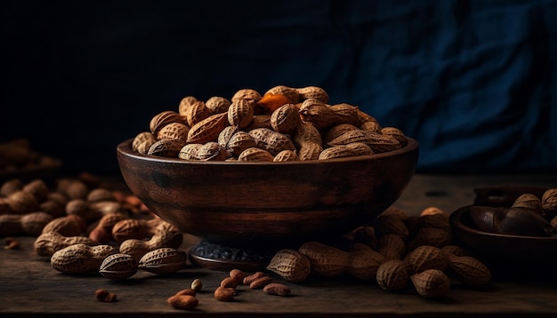 Ореховая миска для закусок, миндаль, грецкие орехи, орехи пекан, сгенерированные ИИ