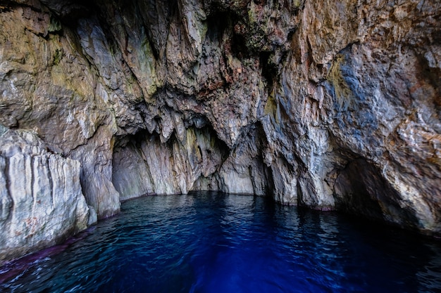 Ocean water in the rocky cave