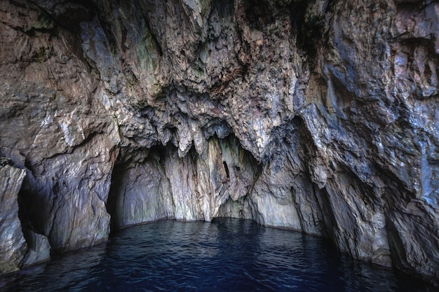 Ocean water in the rocky cave