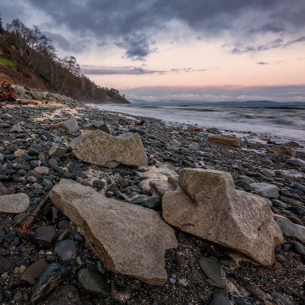 Ocean Waves Crashing on Shore during Sunset