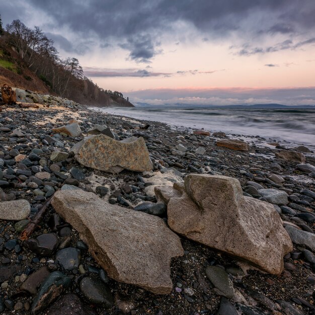 Ocean Waves Crashing on Shore during Sunset