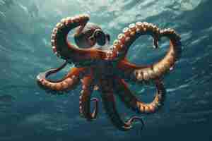 Free photo octopus seen in its underwater natural habitat