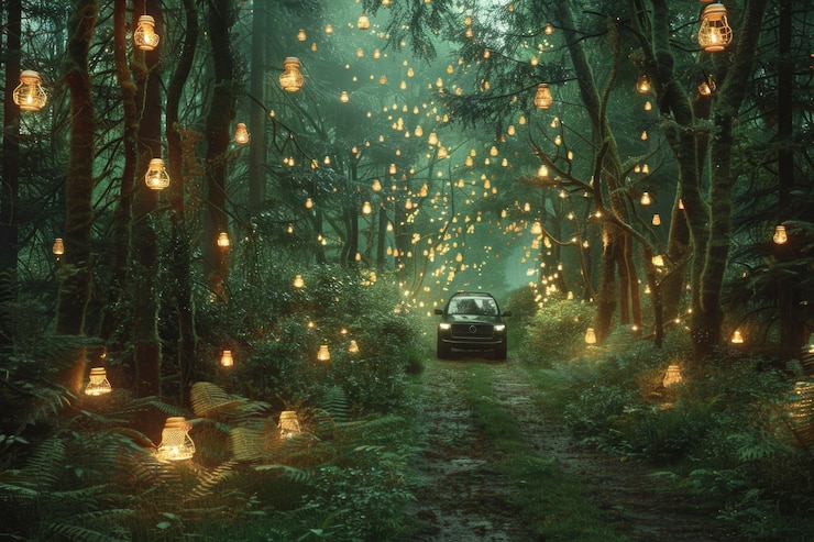 Free Photo off-road car in fantasy scenario
