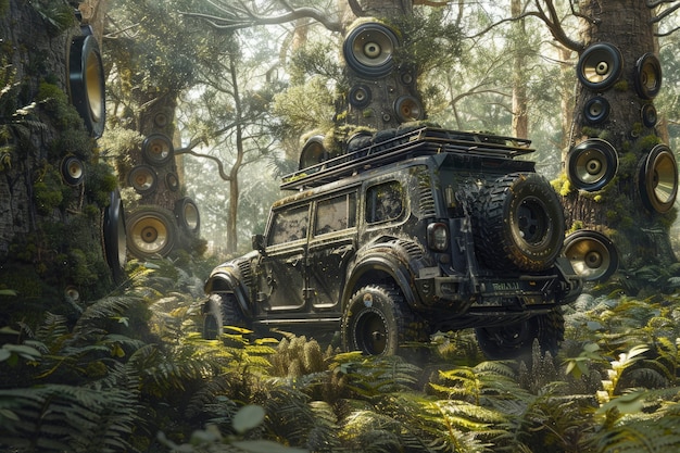 Free photo off-road car in fantasy scenario