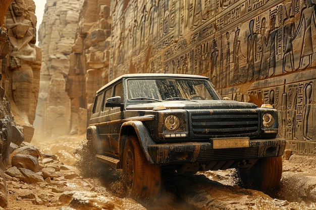 Free photo off-road car in fantasy scenario