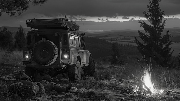 Free photo off-road car in the wilderness