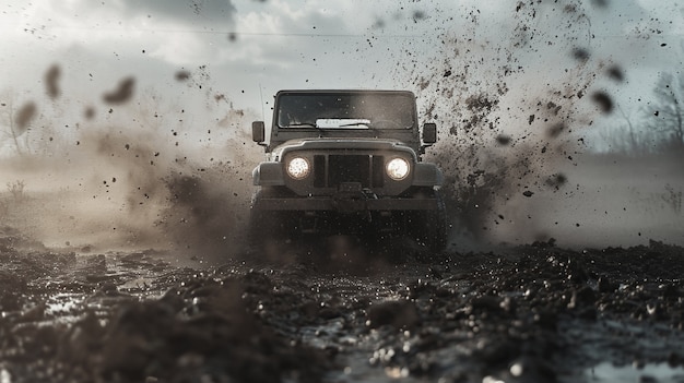 Foto gratuita auto fuoristrada nel deserto