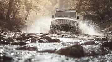 Foto gratuita off-road car in the wilderness