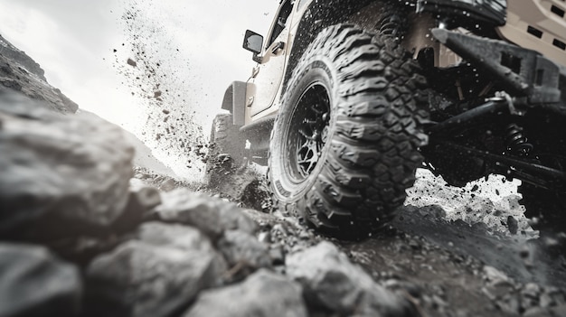 Free photo off-road car in the wilderness