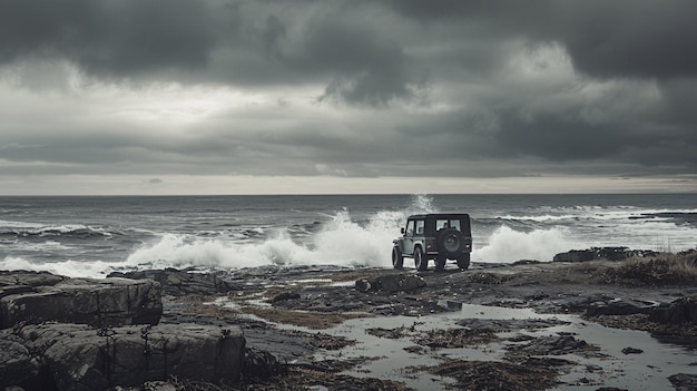 Off-road car in the wilderness