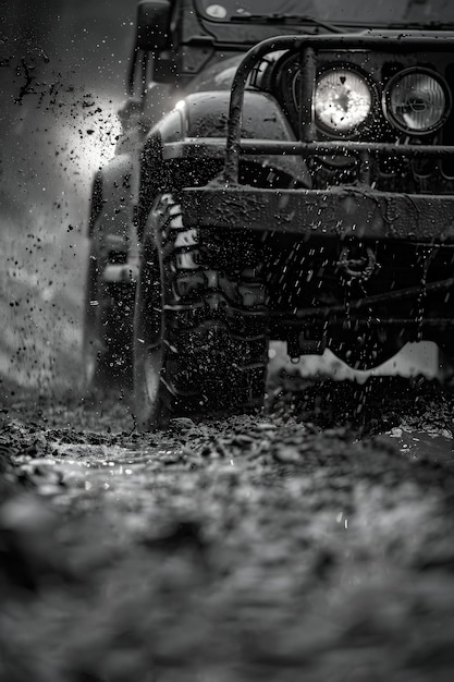 Off-road car in the wilderness