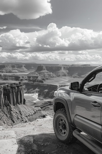 Off-road car in the wilderness