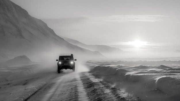 Foto gratuita auto fuoristrada nel deserto