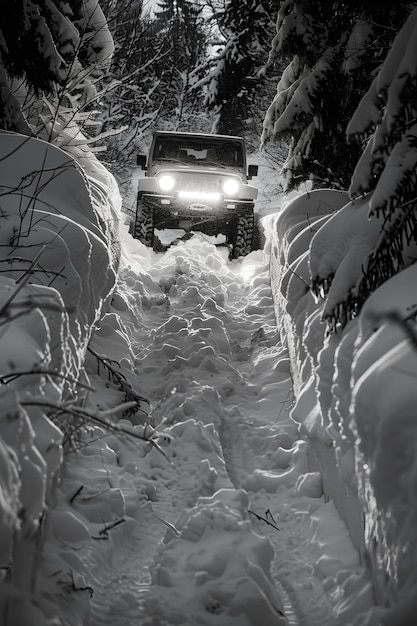 Off-road car in the wilderness