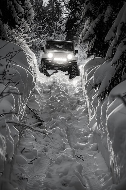 Off-road car in the wilderness