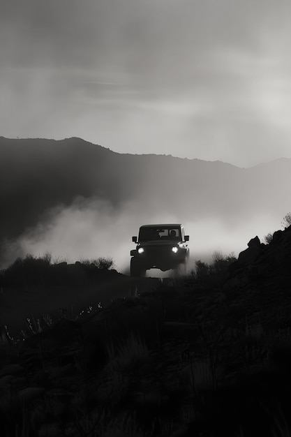 Off-road car in the wilderness