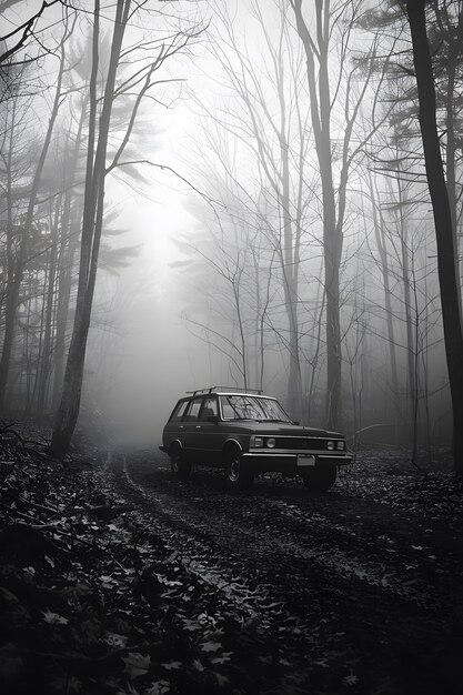 Off-road car in the wilderness