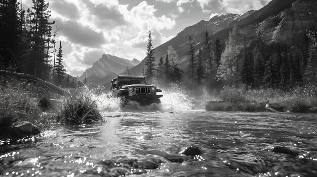 Off-road car in the wilderness