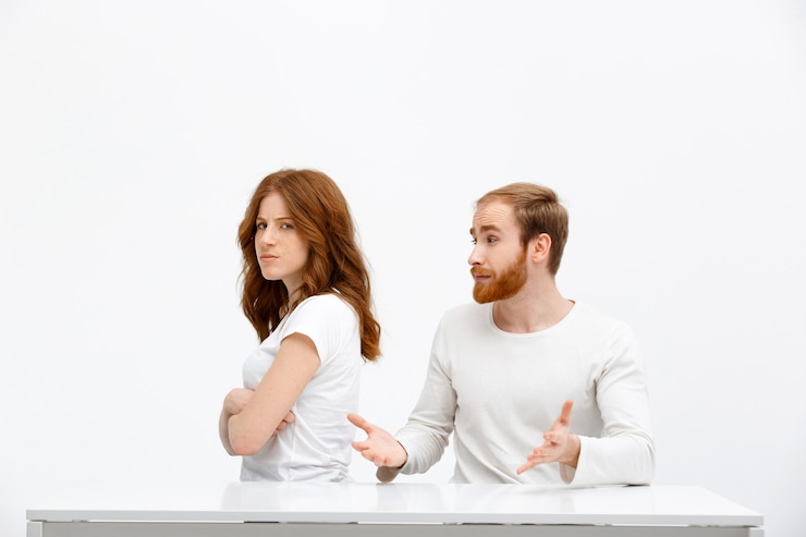 Free Photo offended girl angry at husband