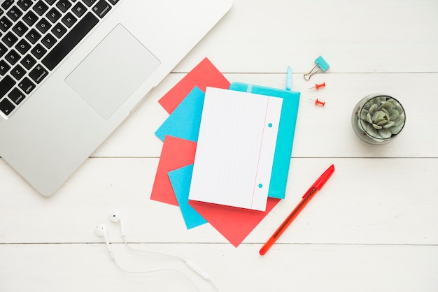 Office desk with notebook mockup