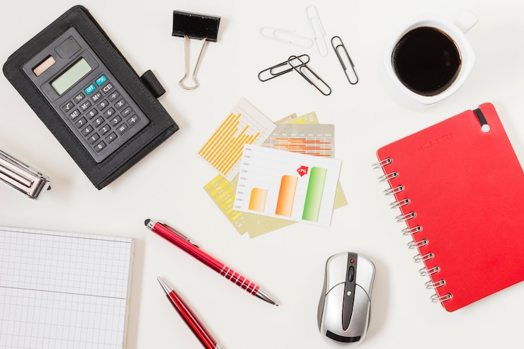 Free Photo office material on a table