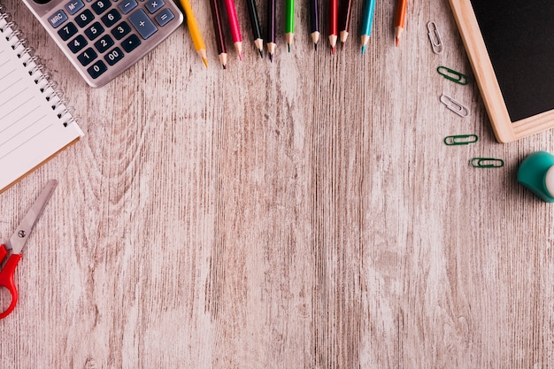 Office stationery on table