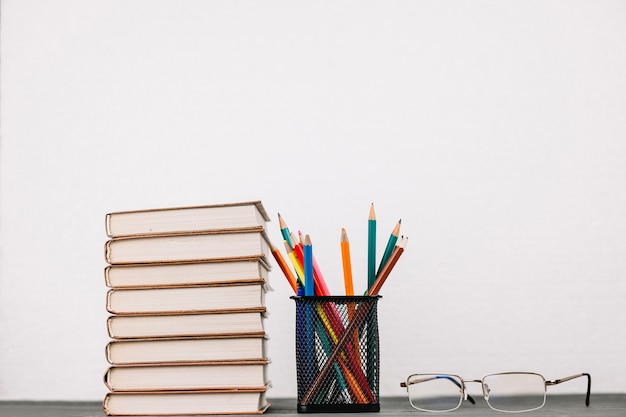 Office supplies at table