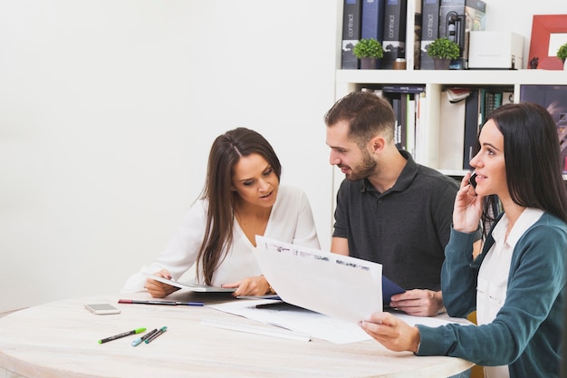 Office team doing paperwork