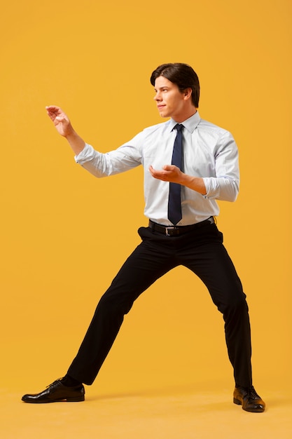 Office worker preparing for business competition