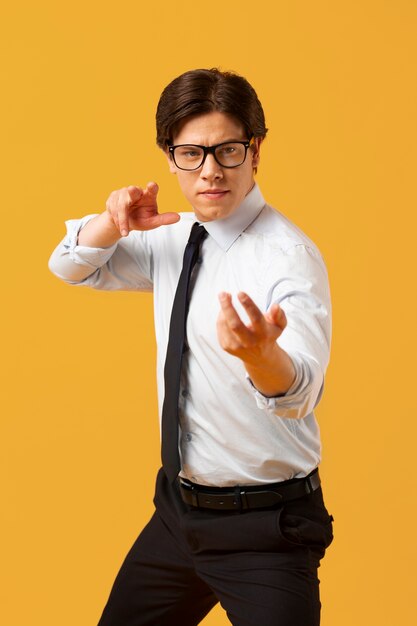 Free photo office worker preparing for business competition