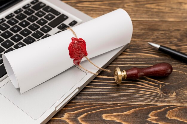 Official wax seal and graduation diploma certificate