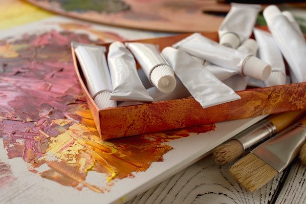 Oil paint tubes for painting