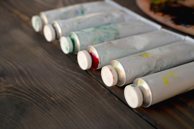 Oil paint tubes for painting