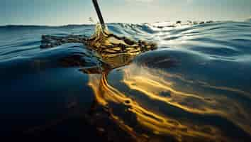 Free photo oil pollution in water created with generative ai technology