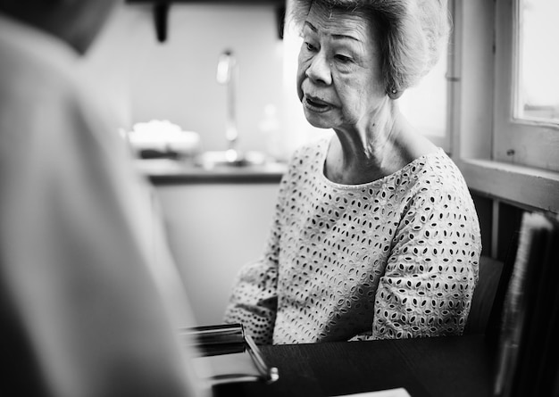 Old Asian patient in a hospital