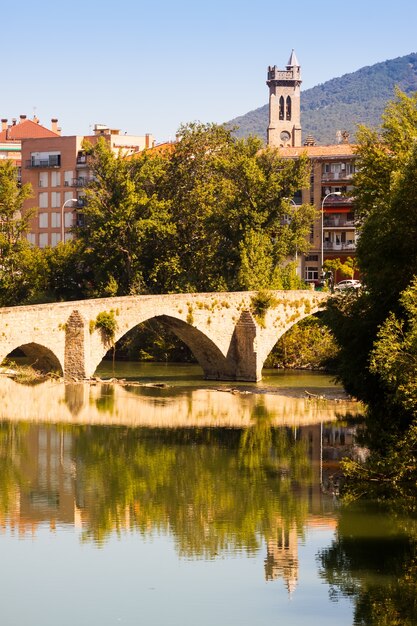 Old bridge over Arga river. Pamplona, Navarre