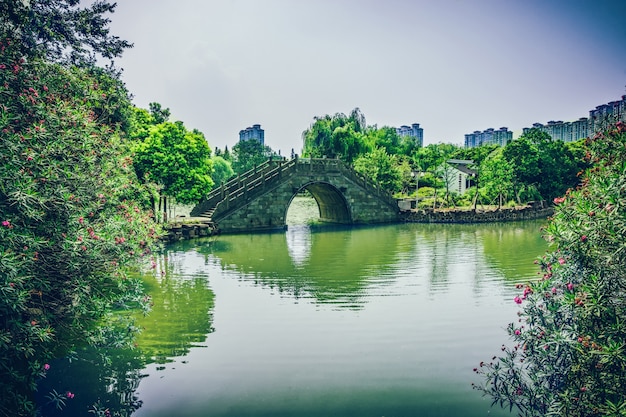 Old bridge in Chinese park