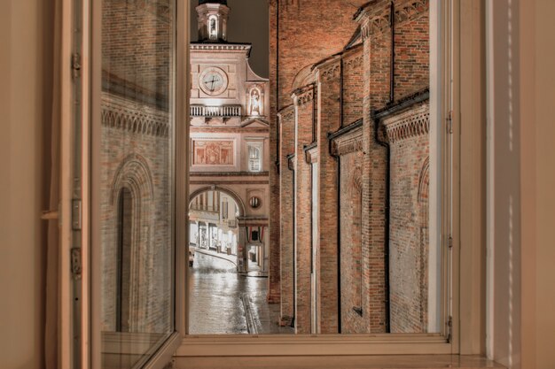 Old buildings and apartments in Italy at night