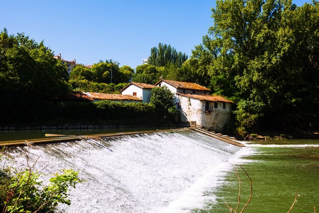 Old dam on Arga river. Pamplona