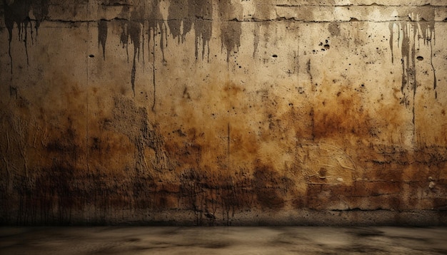 Old dirty stained wall with rusty abstract grunge pattern generated by artificial intelligence