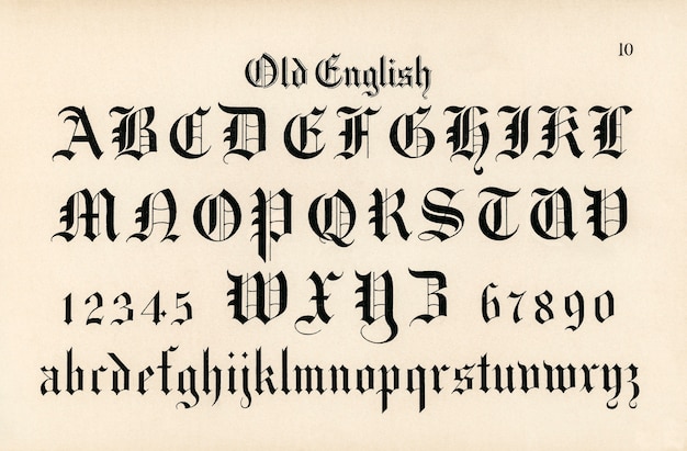 Шрифты древнеанглийской каллиграфии из «Алфавитов драконца» Германа Эссера