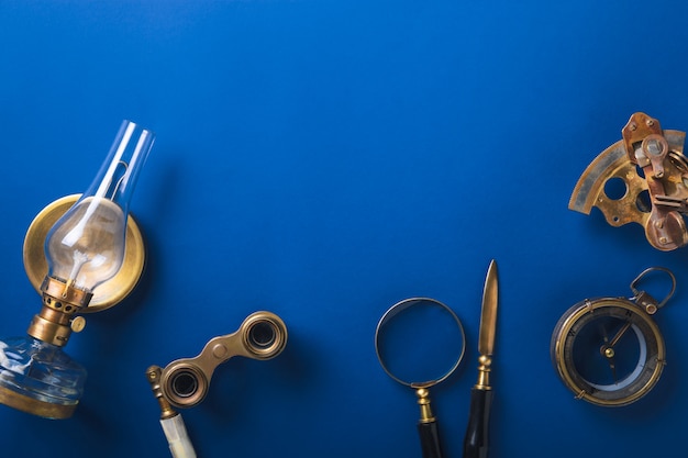 Old fashioned flat lay with letters writing accessories