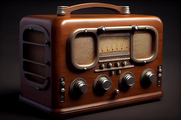 Free photo old fashioned wood radio antique technology generative ai