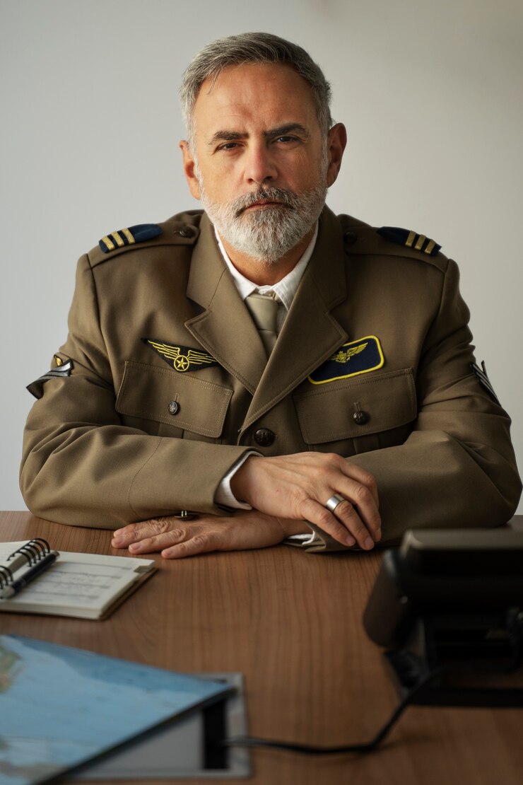 Free Photo old general in uniform front view