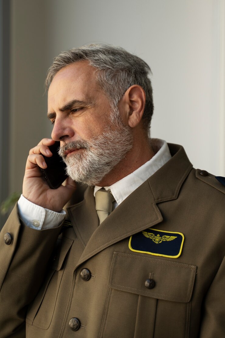 Free Photo old general in uniform side view
