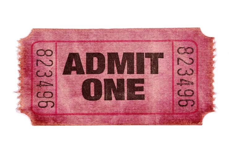 Free Photo old movie ticket, red color