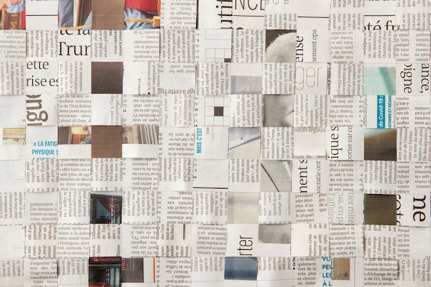 Old newspaper background flat lay