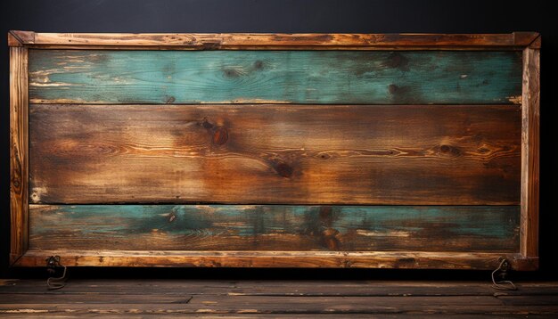 Old rustic wooden plank on dark grunge background generated by artificial intelligence